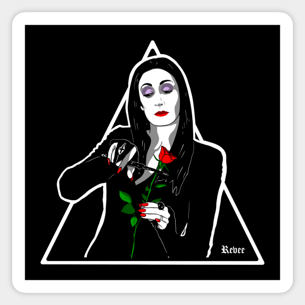 Morticia Addams Sticker by RevArt